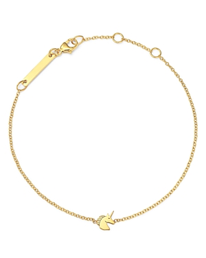 ZOË CHICCO 14K YELLOW GOLD ITTY BITTY SYMBOLS UNICORN BRACELET