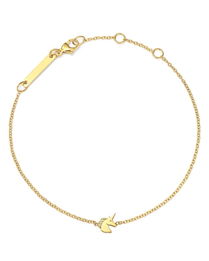 Zoe Chicco 14K Yellow Gold Itty Bitty Symbols Unicorn Bracelet