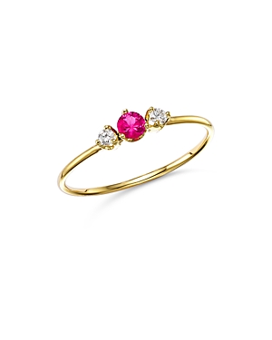Shop Zoë Chicco 14k Yellow Gold Pink Sapphire & Diamond Ring In Pink/gold