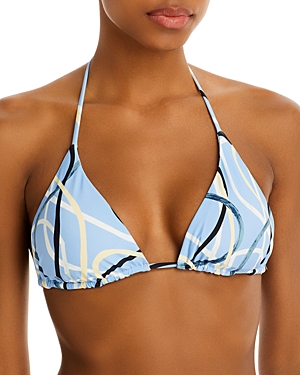Cult Gaia Estella Printed Triangle Bikini Top In Paintd Tnd