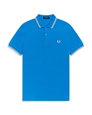 Fred Perry Twin Tipped Slim Fit Polo In Kingfisher