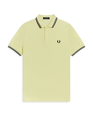 Fred Perry Twin Tipped Slim Fit Polo In Wax Yellow