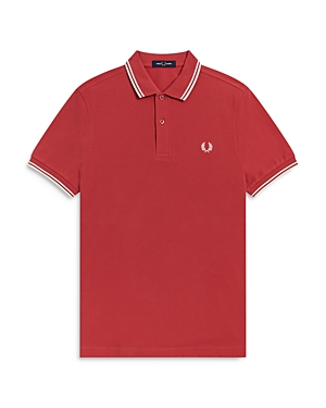 Fred Perry Twin Tipped Slim Fit Polo In Washed/snow/ecru