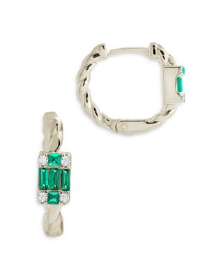 Sterling Forever Sterling Silver Cubic Zirconia Baguette Micro Hoop Earrings