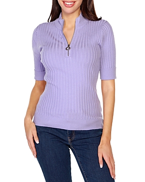 BELLDINI RIBBED HALF ZIP SWEATER