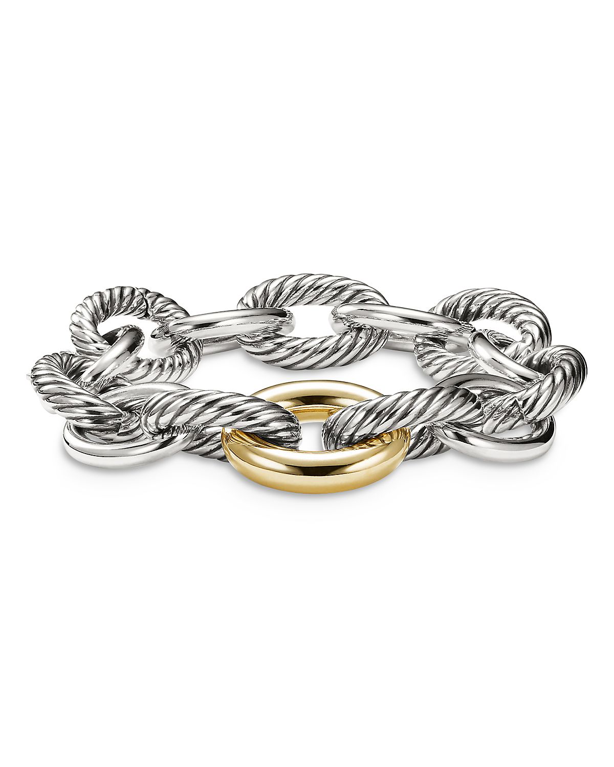 David Yurman Sterling Silver & 18K Yellow Gold Chain Bracelet