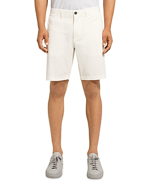 Theory Zaine Straight-leg Cotton-blend Twill Shorts In Stone White