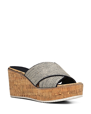 DONALD PLINER WOMEN'S CROSSOVER STRAP ESPADRILLE WEDGE PLATFORM SANDALS