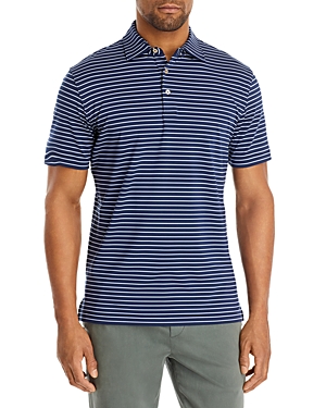 Peter Millar Bickett Striped Performance Polo Shirt In Navy/cottage Blue