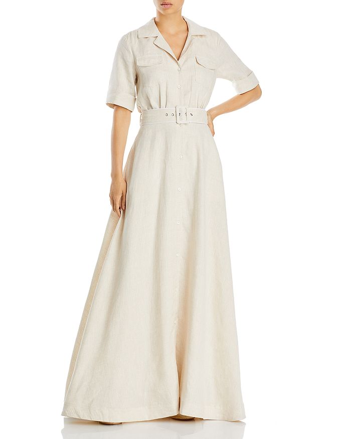 STAUD Millie Button Front Linen Shirt Maxi Dress | Bloomingdale's