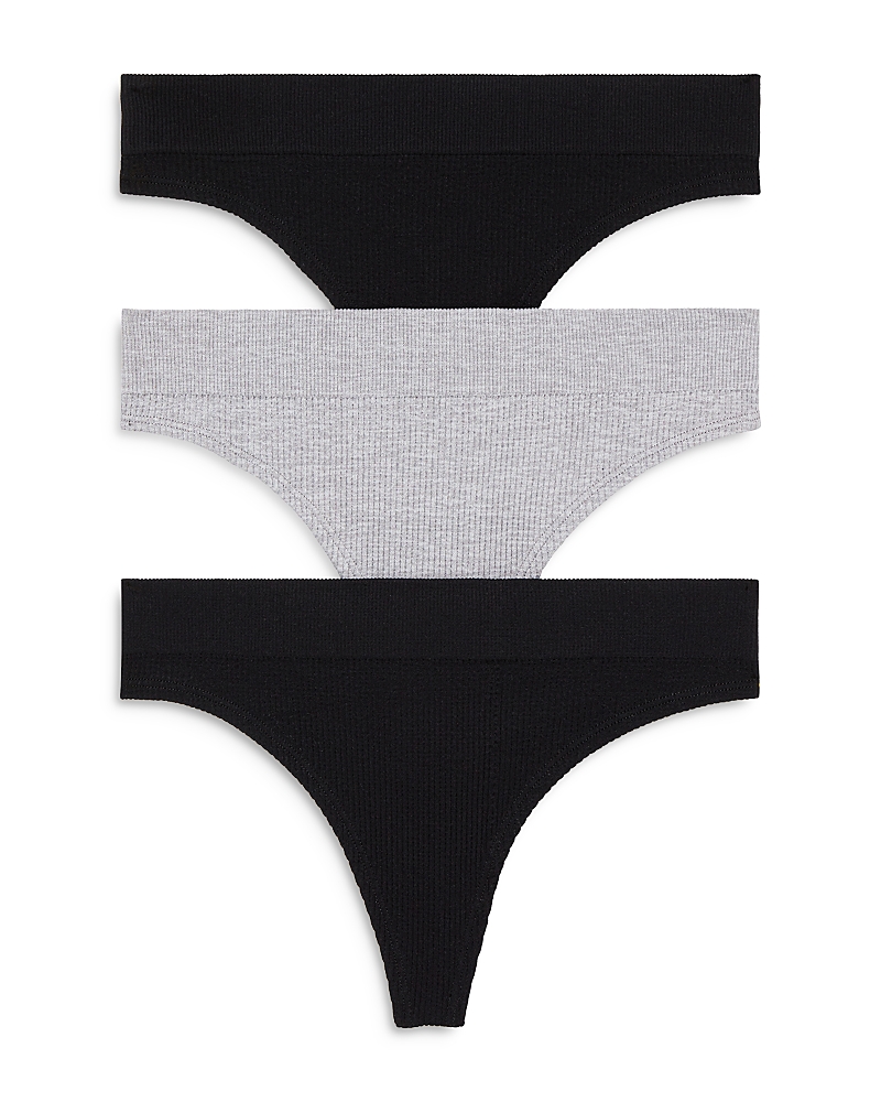 Honeydew Bailey Thong, Set Of 3 In Black/heather Grey/black
