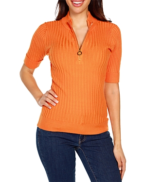 BELLDINI RIBBED HALF ZIP SWEATER