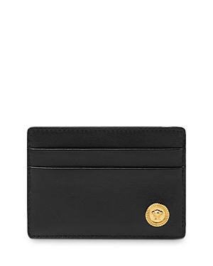Shop Versace La Medusa Leather Card Holder In Black- Gold