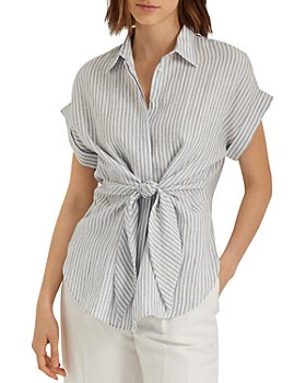 Ralph Lauren - Striped Tie Front Linen Shirt