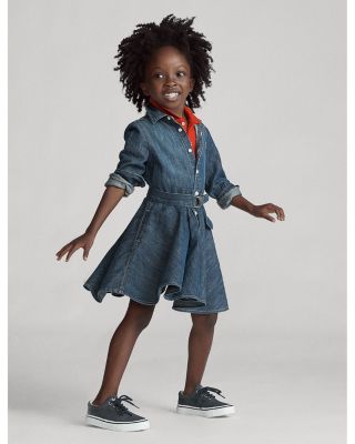 Girls' Denim Shirt Dress with Belt - Little Kid