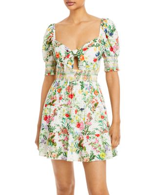 Alice and Olivia Kristie Floral Print Puff Sleeve Mini Dress |  Bloomingdale's