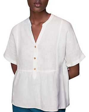 Whistles Womens White Peplum-hem Buttoned Woven Top 12 In White