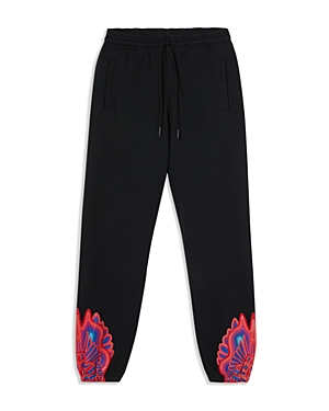 Marcelo Burlon County Of Milan Curved Wings-print Drawstring Cotton Joggers In Black