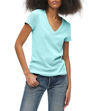 Michael Stars Nikki V Neck Cotton Tee In Aquamarine