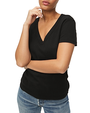 Michael Stars Nikki V Neck Cotton Tee In Black