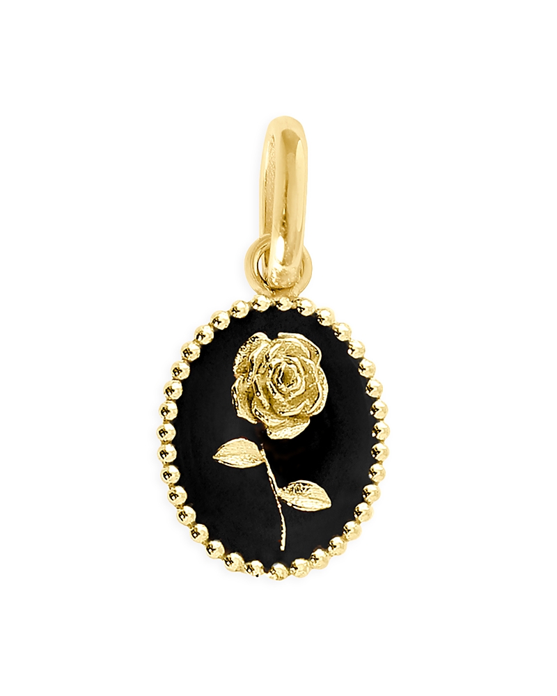 Gigi Clozeau 18k Yellow Gold Rose Pendant In Black/gold