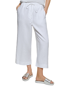 Shop Dkny Cropped Drawstring Pants In White