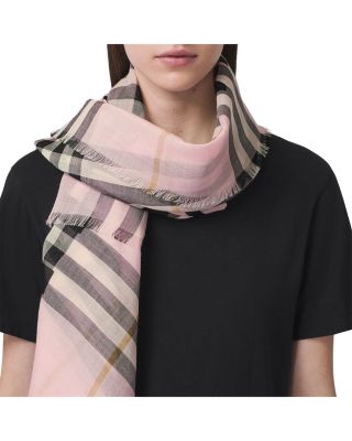 Burberry rose-print fringed scarf - Pink
