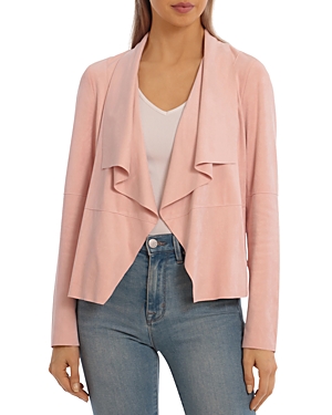 Bagatelle Faux-suede Drape-front Jacket In Apricot