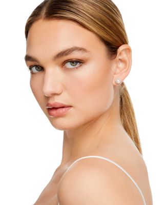 Cultured Akoya Pearl Stud Earrings with Diamonds in 14K White Gold, 6.5mm&nbsp;- Exclusive