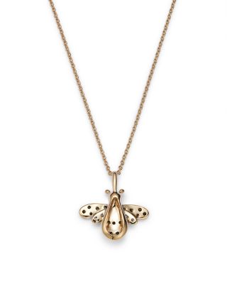 Diamond Bumble Bee Pendant Set in 14K Yellow Gold 