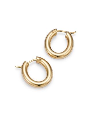 18K Yellow Gold Oval Hoop Earrings