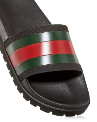Men&#39;s Web Signature Stripe Slide Sandals