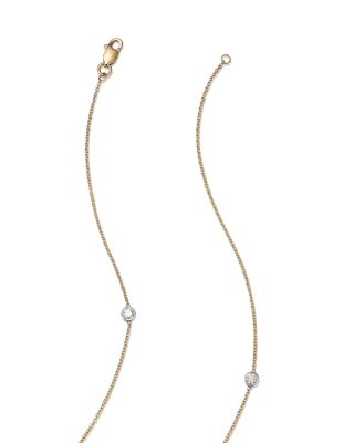 Diamond Station Necklace in 14K Yellow and White Gold, 0.60 tcw 