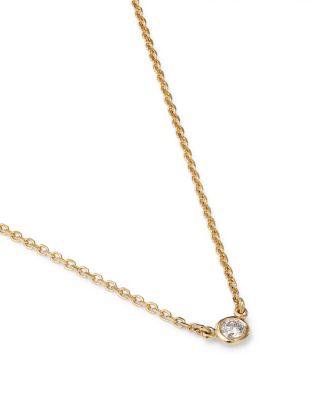 Diamond Bezel Solitare Necklace in 14K Gold, 0.05 tcw 