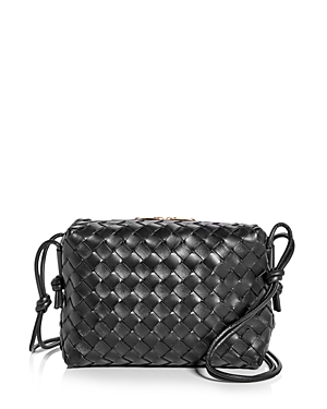 Bottega Veneta Small Intrecciato Leather Crossbody Bag In Black