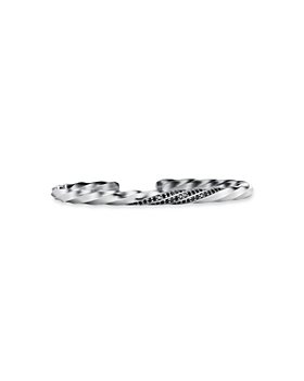 David Yurman - Cable Edge Cuff Bracelet with Pavé Black Diamonds, 5.5mm