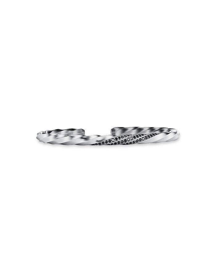 David Yurman - Men's Cable Edge Cuff Bracelet with Pav&eacute; Black Diamonds, 5.5mm