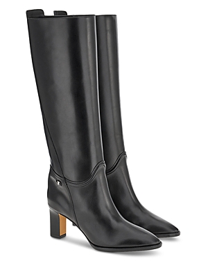Ferragamo Toren Womens Leather Pull On Knee-high Boots In Nero