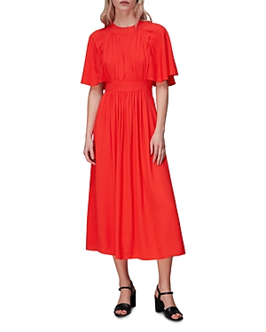 Shop Whistles Amelia Cape-sleeve Dress In Red