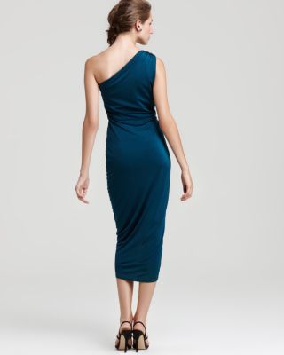 david meister blue dress New David Meister Blue Beaded One Shoulder Cocktail Dress main image 1