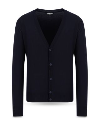 Wool Solid Slim Fit V Neck Cardigan 