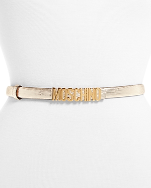 Moschino Women's Logo Charm Slim Leather Belt