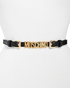 Moschino - Moschino Women's Logo Double Buckle Chained Leather Belt