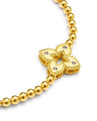 18K Yellow Gold Venetian Princess Diamond Small Flower Bracelet