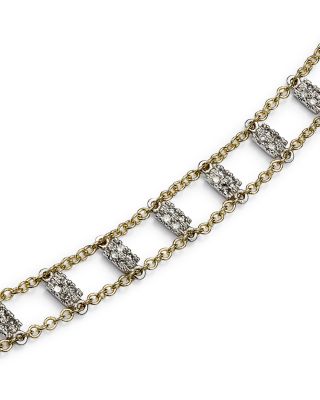 14K White & Yellow Gold Diamond Bars Bracelet