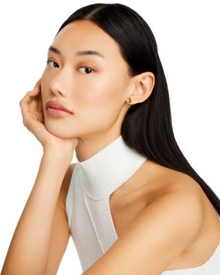 14K Yellow Gold Crescent Moon Stud Earrings 