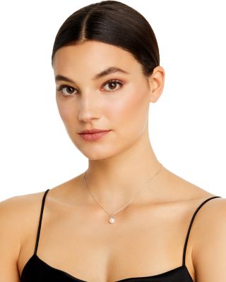 Diamond & Cultured Freshwater Pearl Pendant Necklace in 14K White Gold, 16" 