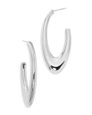 Bloomingdale's Fine Collection Large Oval Puff Hoop Earrings in Sterling Silver - Exclusive