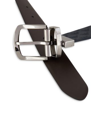 Reversible Logo Embossed Leather Buckle Belt
