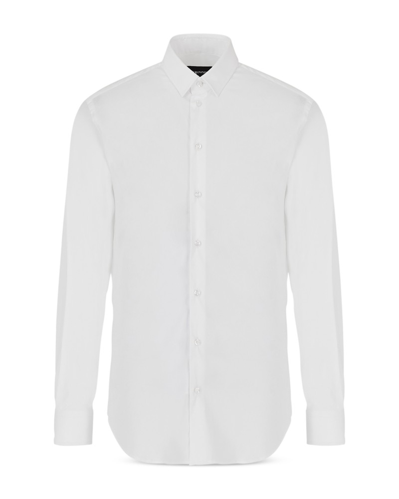 Emporio Armani Slim Fit Button Down Shirt in Bianco White